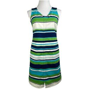 Talbots Women’s Blue Green Striped‎ Sleeveless Resortwear Sheath Dress 4P/C32